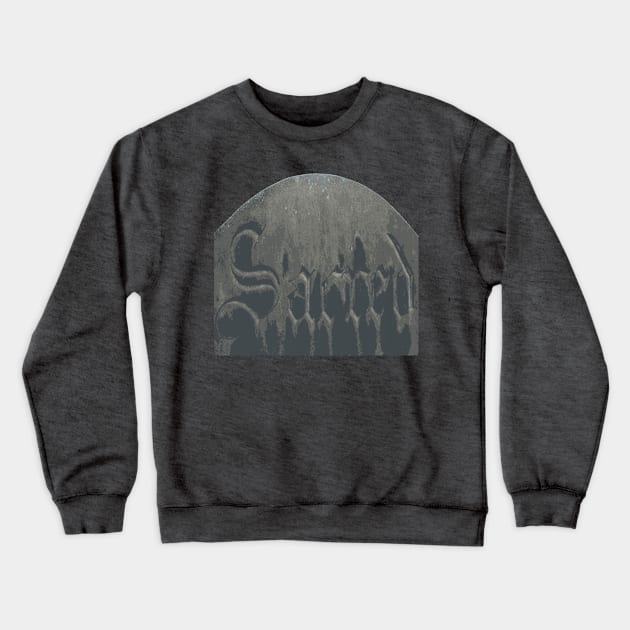 Sacred Gothic Text Halloween Gravestone Crewneck Sweatshirt by taiche